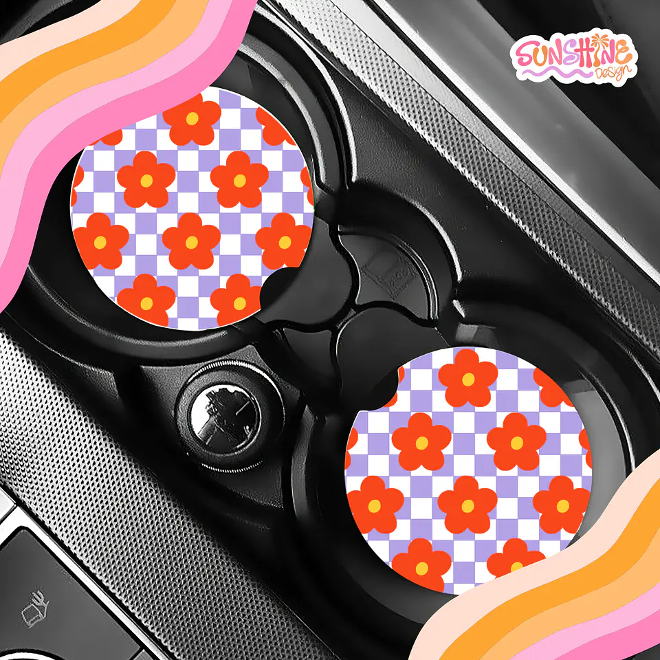 Retro Flowers Car Coaster 3