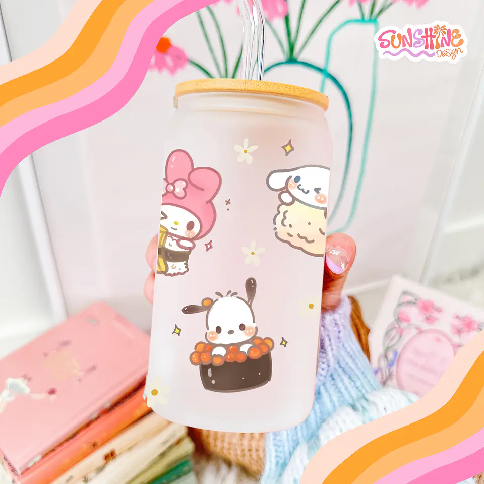 Sushi Kitty Glass Cup 2
