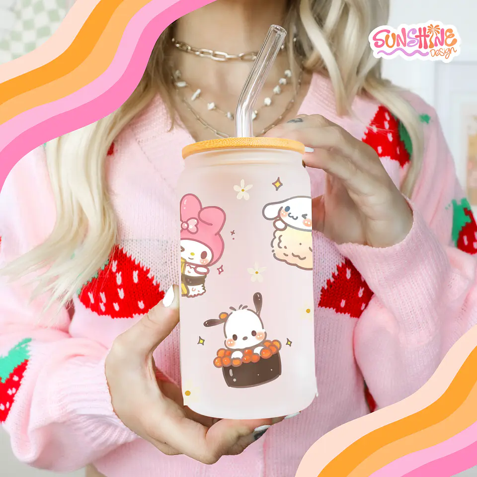 Sushi Kitty Glass Cup 1