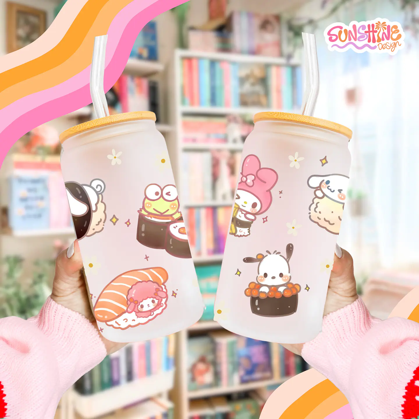 Sushi Kitty Glass Cup 4