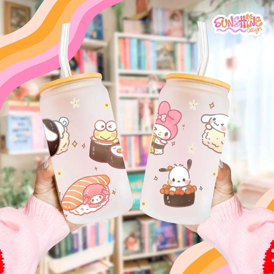 Sushi Kitty Glass Cup 4