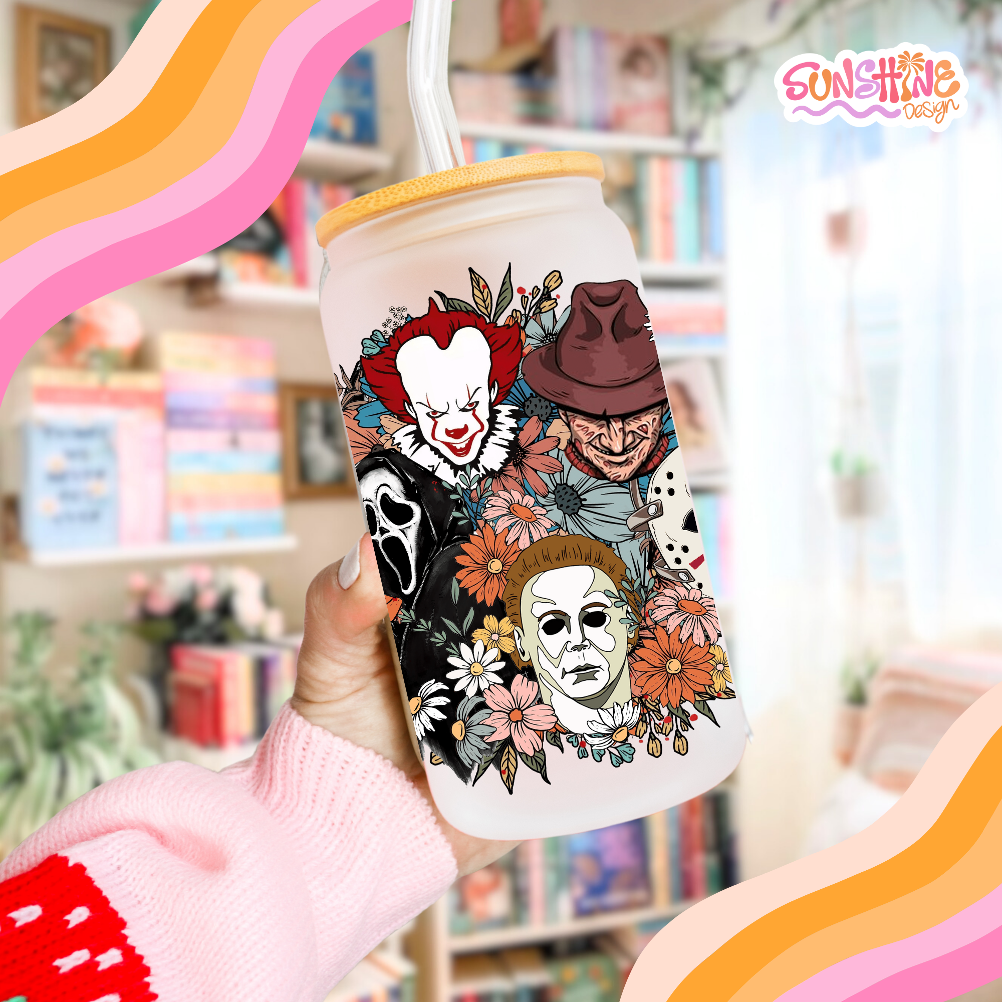 Horror Flowers Glass Cup  2