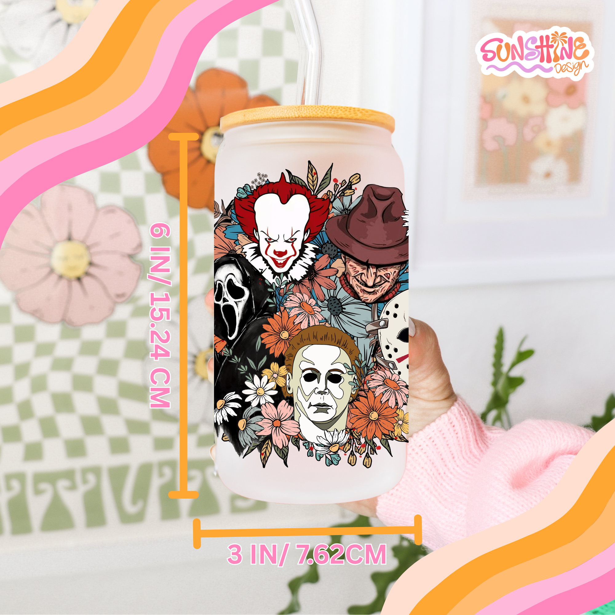 Horror Flowers Glass Cup  4