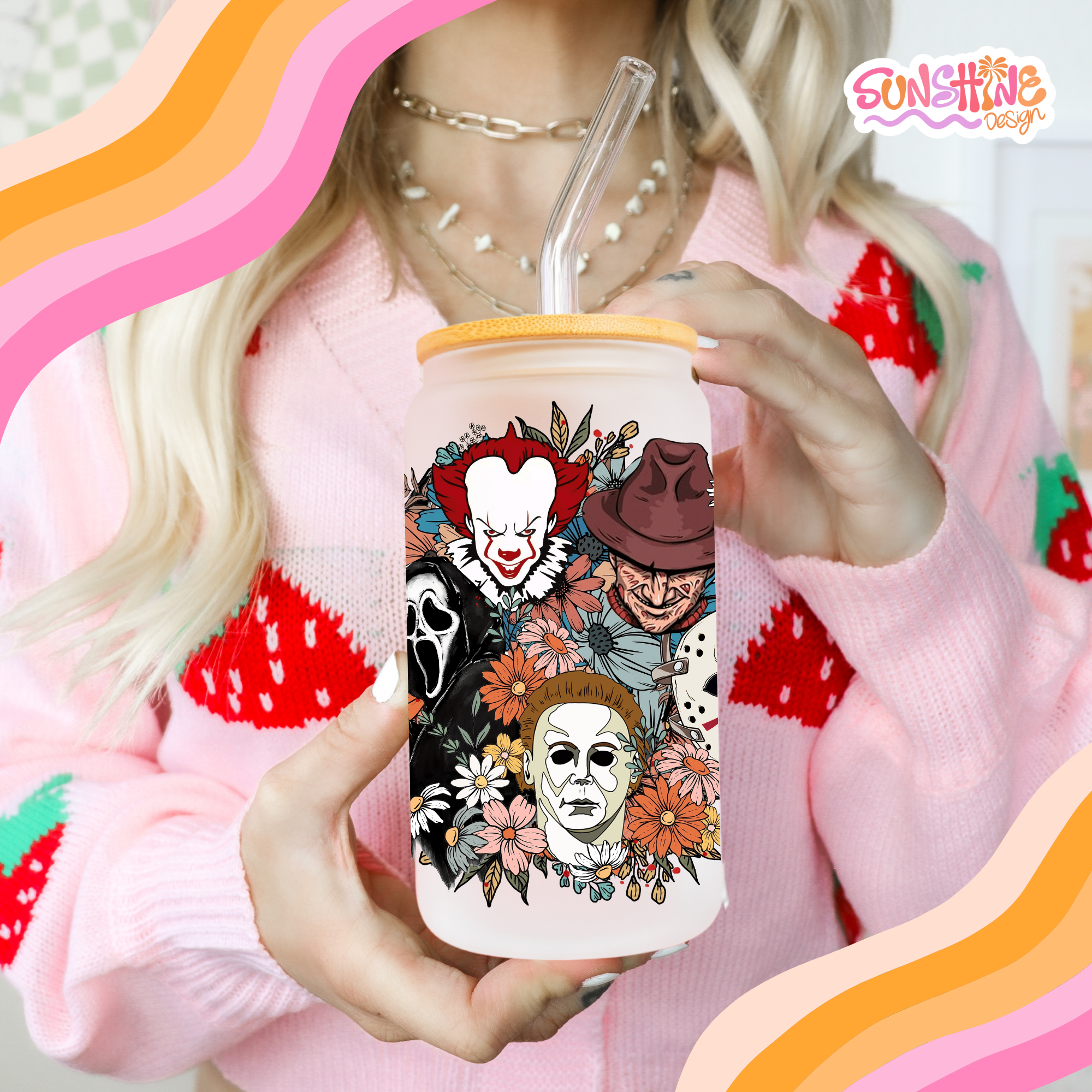Horror Flowers Glass Cup  1