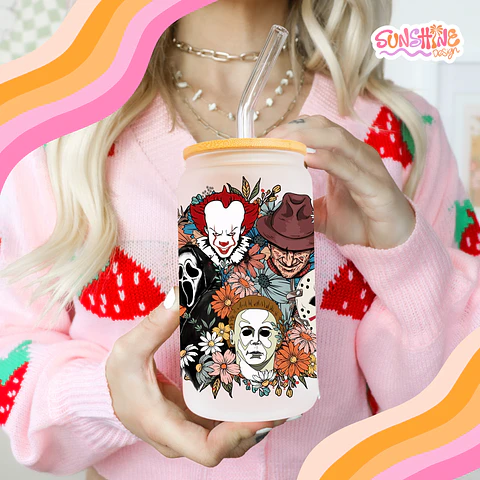 Horror Flowers Glass Cup 