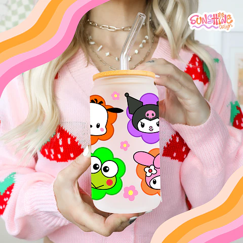 Kitty and Friends Glass Cup
