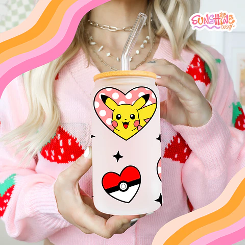 Pika Hearts Glass Cup