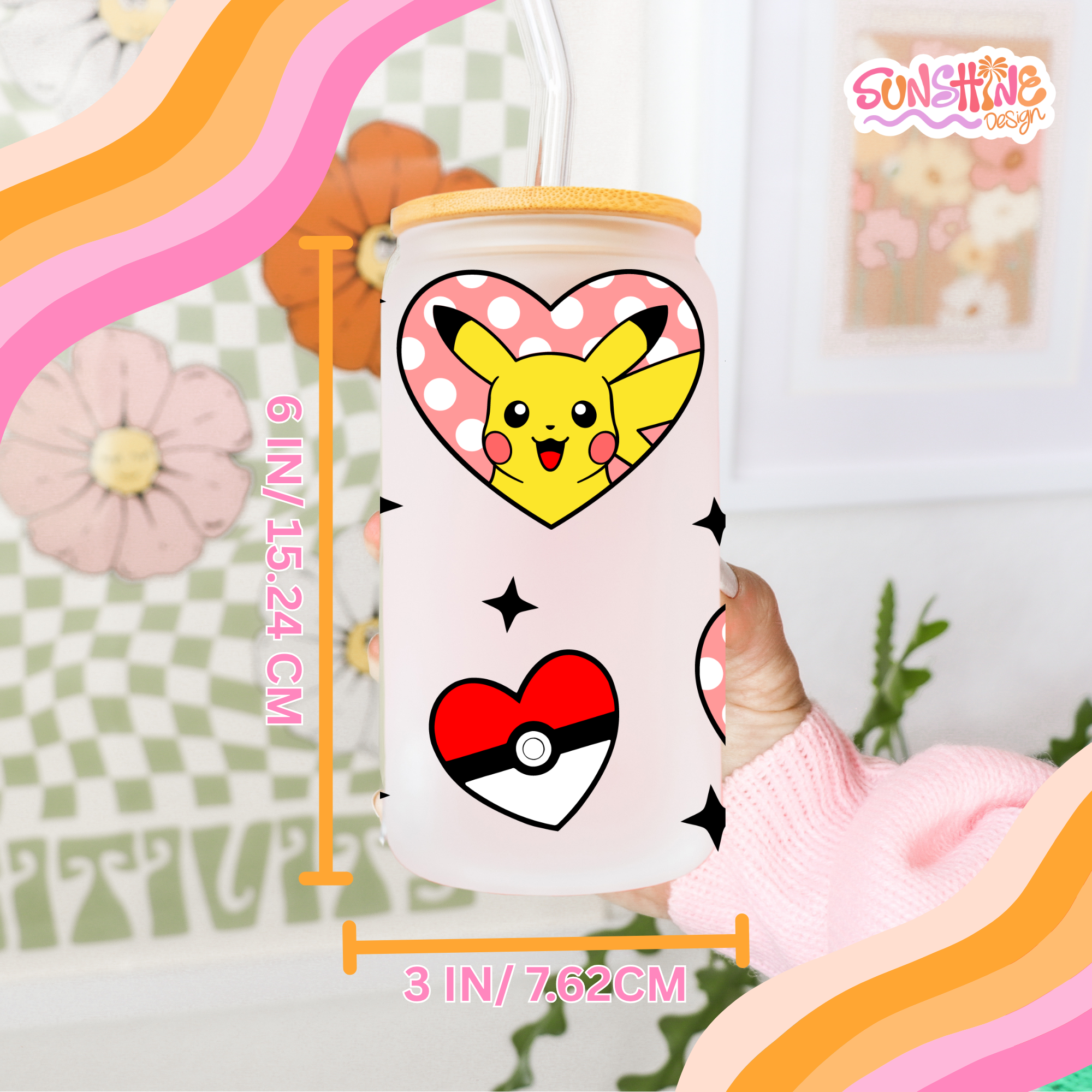 Pika Hearts Glass Cup 4