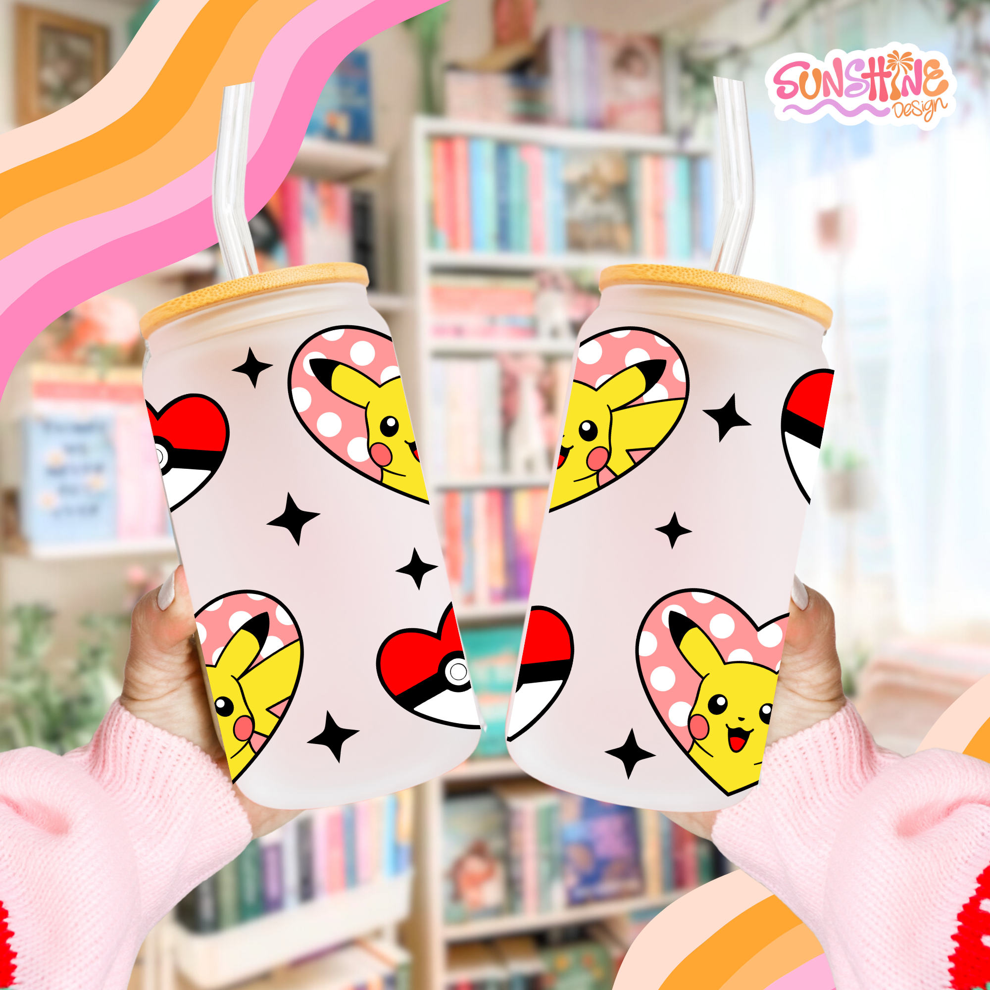 Pika Hearts Glass Cup 3
