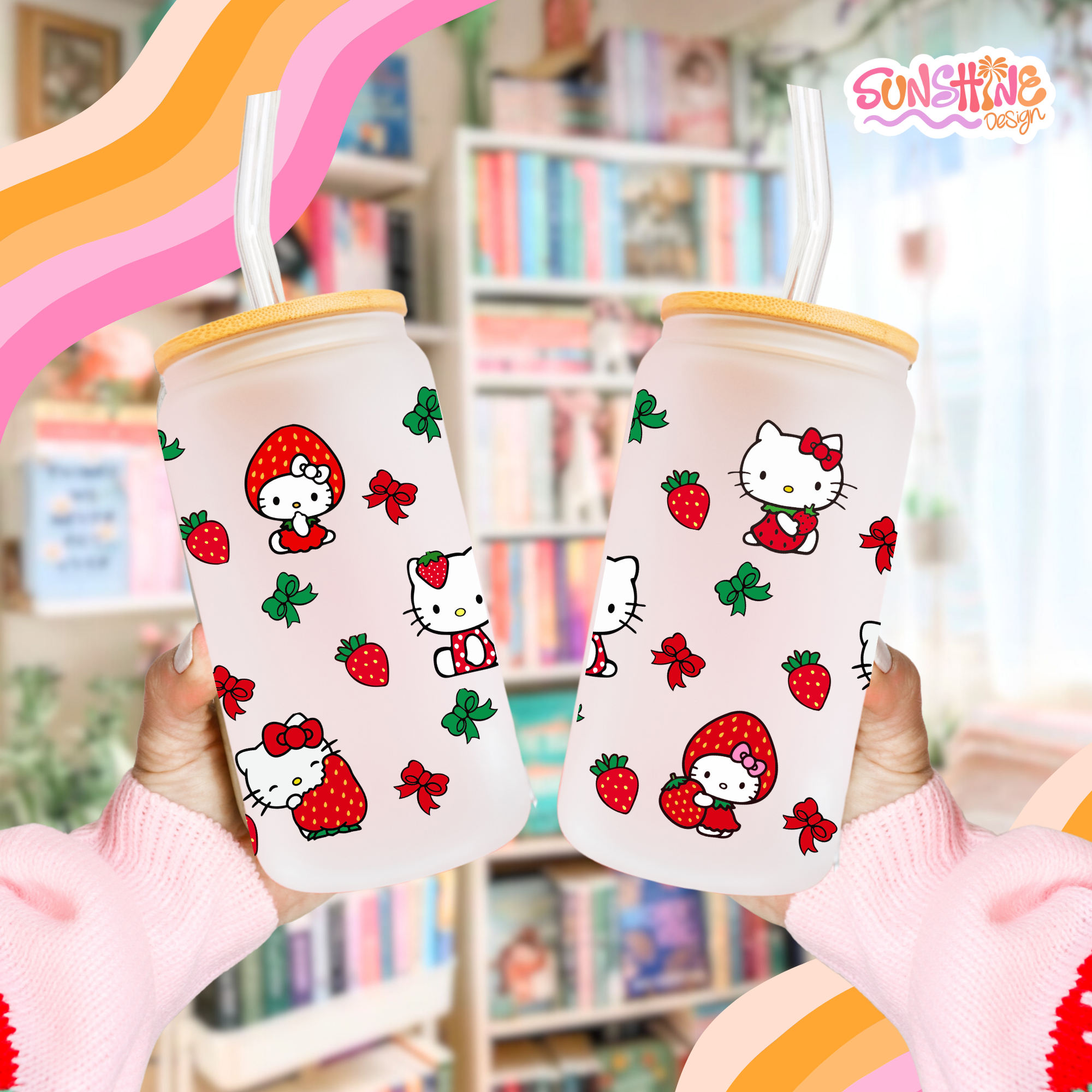 Kitty Strawberry Glass Cup 3