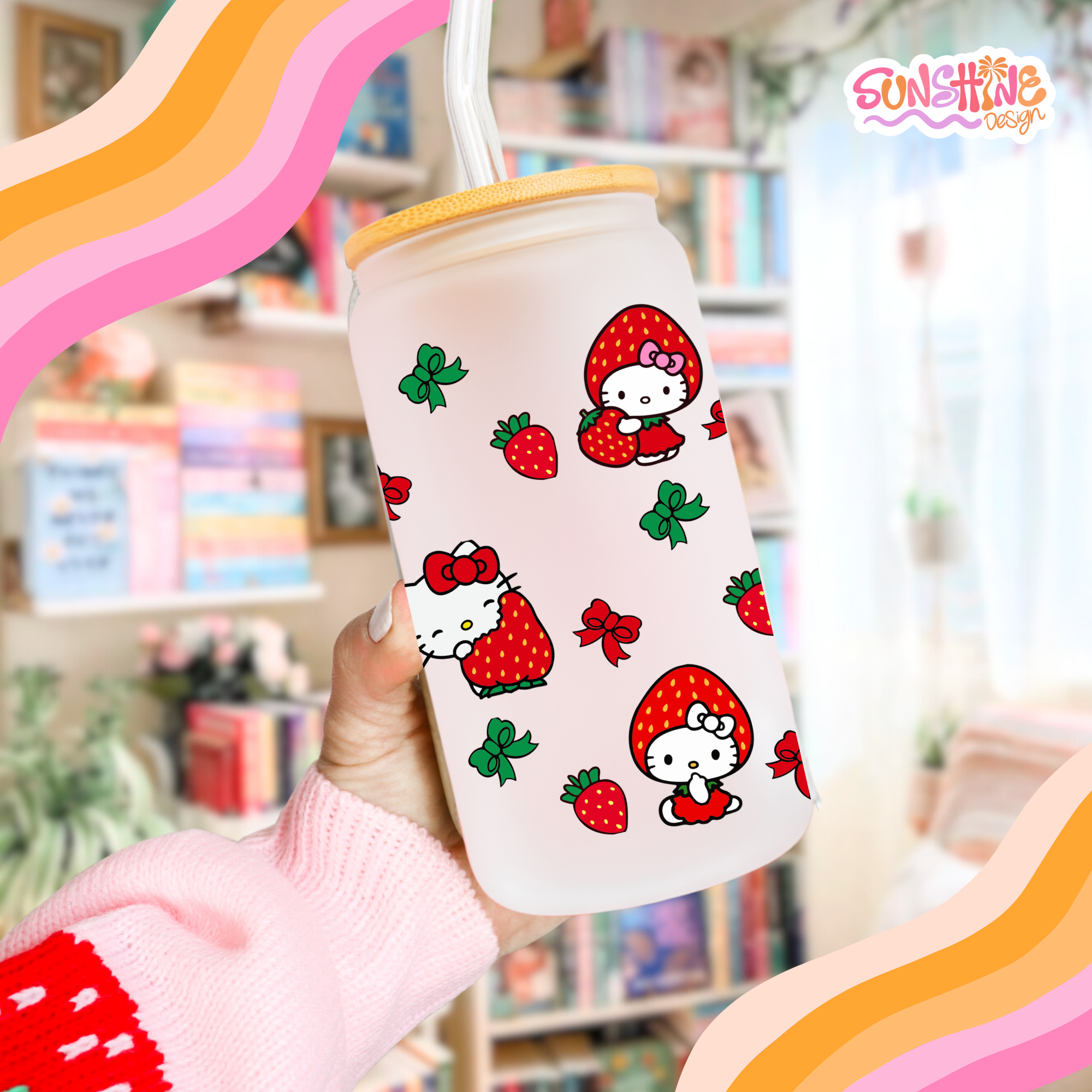 Kitty Strawberry Glass Cup 2