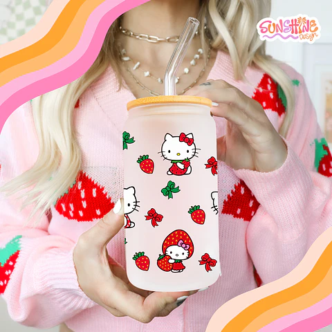 Kitty Strawberry Glass Cup