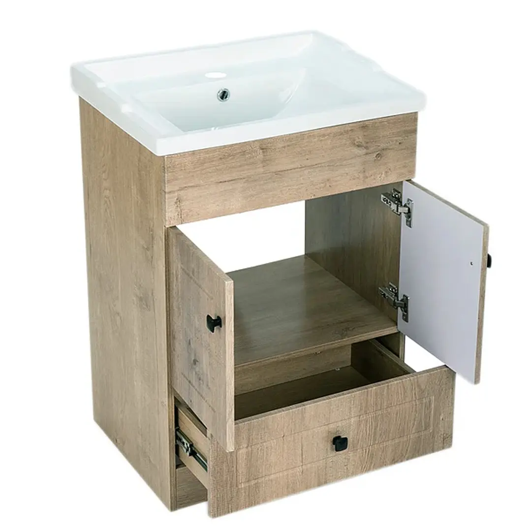 Mueble Vanitorio + Cubierta de Loza Relieve Super Muebles 60PHWF (60x47x80cm) 3