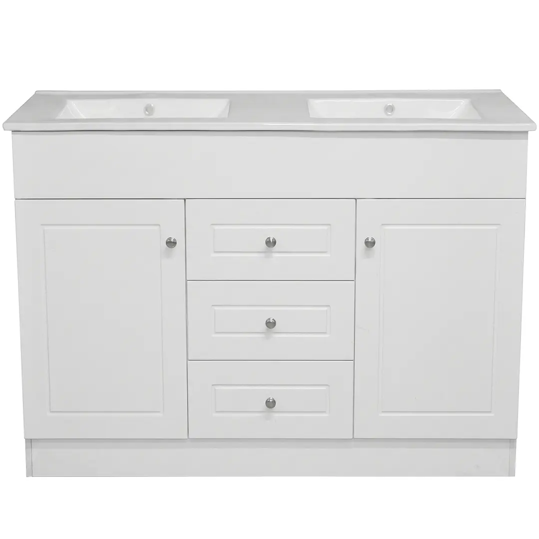 Mueble Vanitorio + Cubierta de Loza Doble Plana Super Muebles SMD120P120D (120x47x80cm) 1