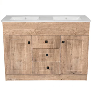 Mueble Vanitorio + Cubierta de Loza Doble Plana Super Muebles SMD120P120D W (120x47x80cm)