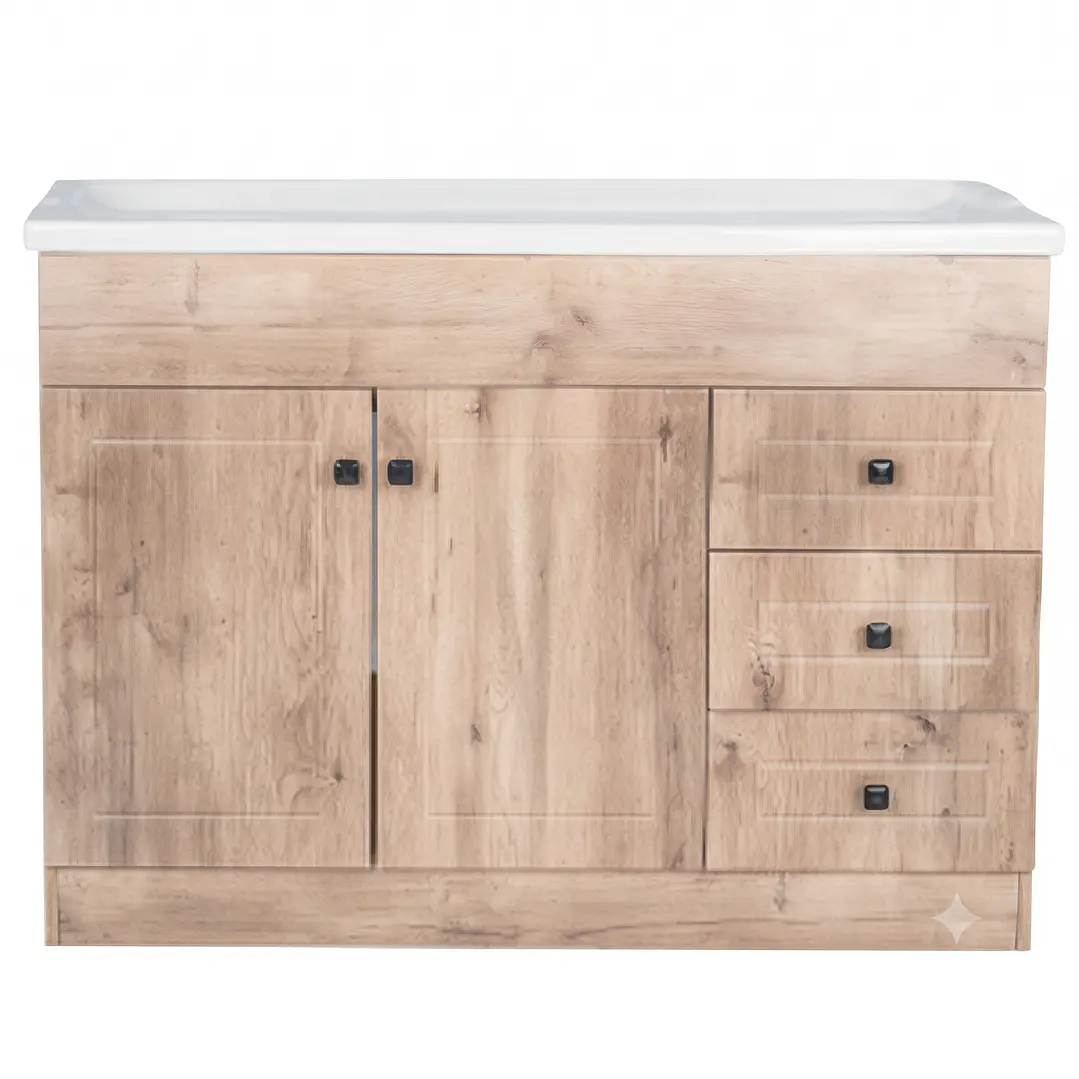 Mueble Vanitorio + Cubierta de Loza Relieve Super Muebles SM120PHWF (120x47x80cm) 1