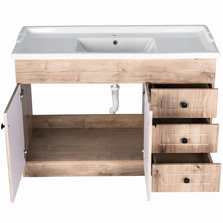 Mueble Vanitorio + Cubierta de Loza Relieve Super Muebles SM120PHWF (120x47x80cm) 3