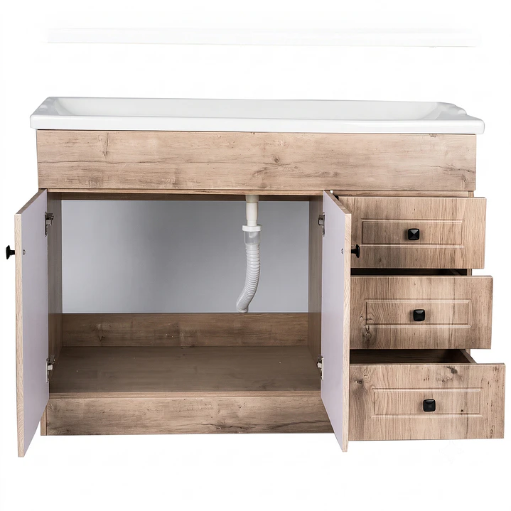 Mueble Vanitorio + Cubierta de Loza Relieve Super Muebles SM120PHWF (120x47x80cm) 4