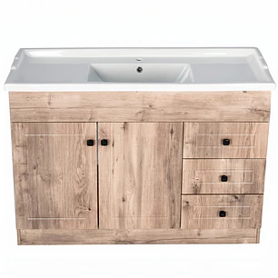 Mueble Vanitorio + Cubierta de Loza Relieve Super Muebles SM120PHWF (120x47x80cm)