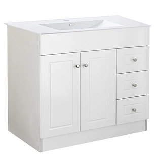 Mueble Vanitorio + Cubierta de Loza Plana Super Muebles SM100PHDBP (100x47x80cm)