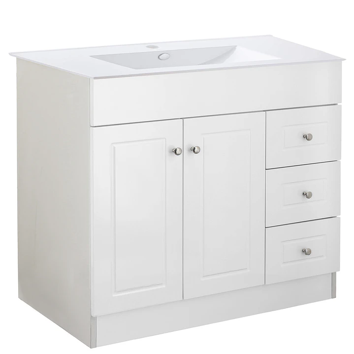 Mueble Vanitorio + Cubierta de Loza Plana Super Muebles SM100PHDBP (100x47x80cm) 2