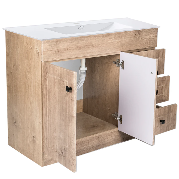 Mueble Vanitorio + Cubierta de Loza Plana Super Muebles SM100PHWP (100x47x80cm) 4