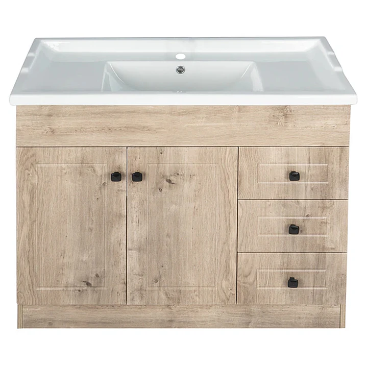 Mueble Vanitorio + Cubierta de Loza Relieve Super Muebles SM100PHWF (100x47x80cm) 2