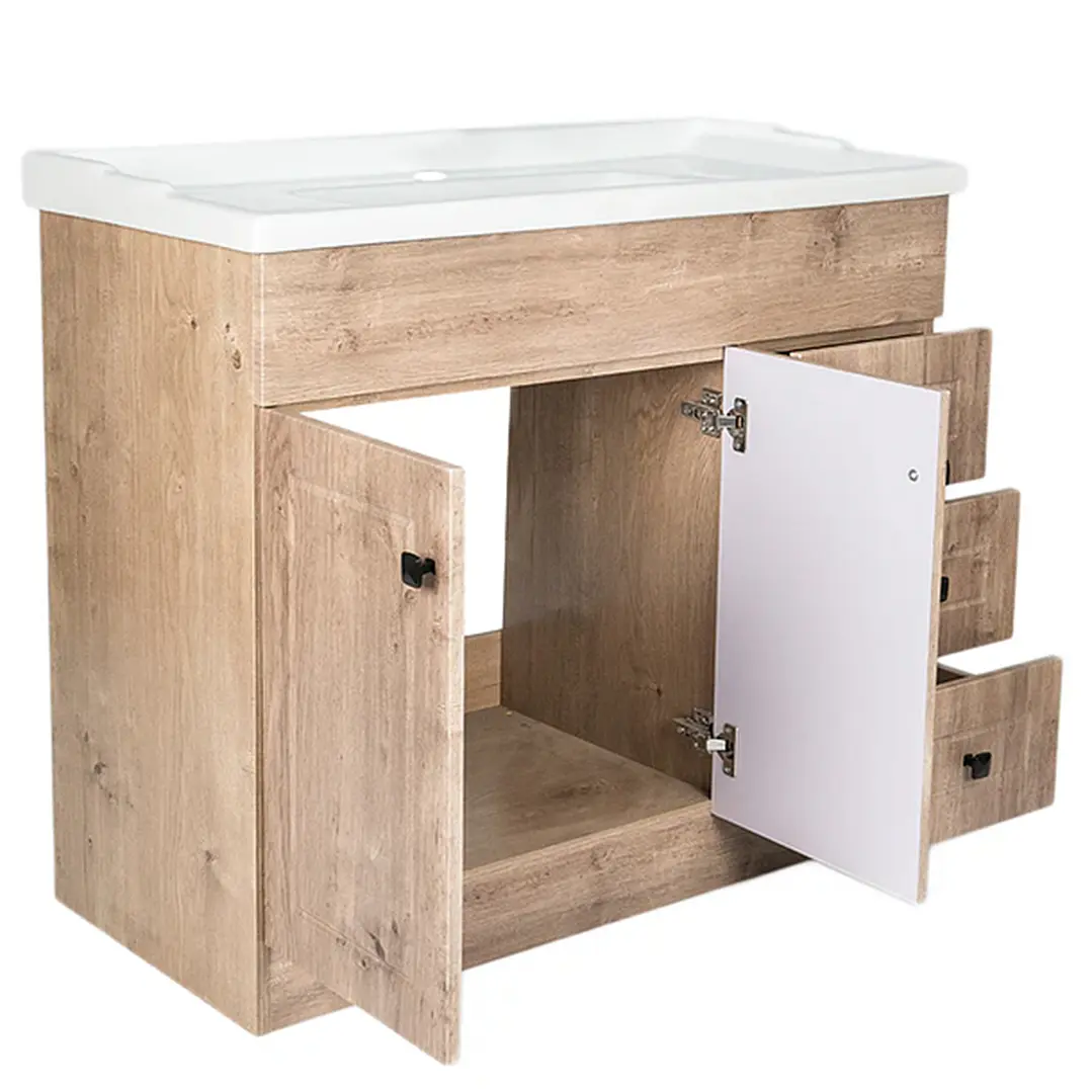 Mueble Vanitorio + Cubierta de Loza Relieve Super Muebles SM100PHWF (100x47x80cm) 4