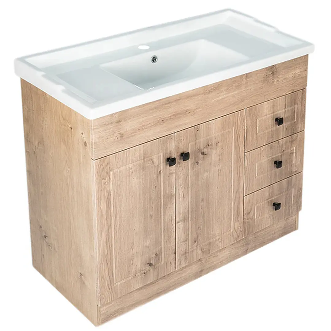 Mueble Vanitorio + Cubierta de Loza Relieve Super Muebles SM100PHWF (100x47x80cm) 6