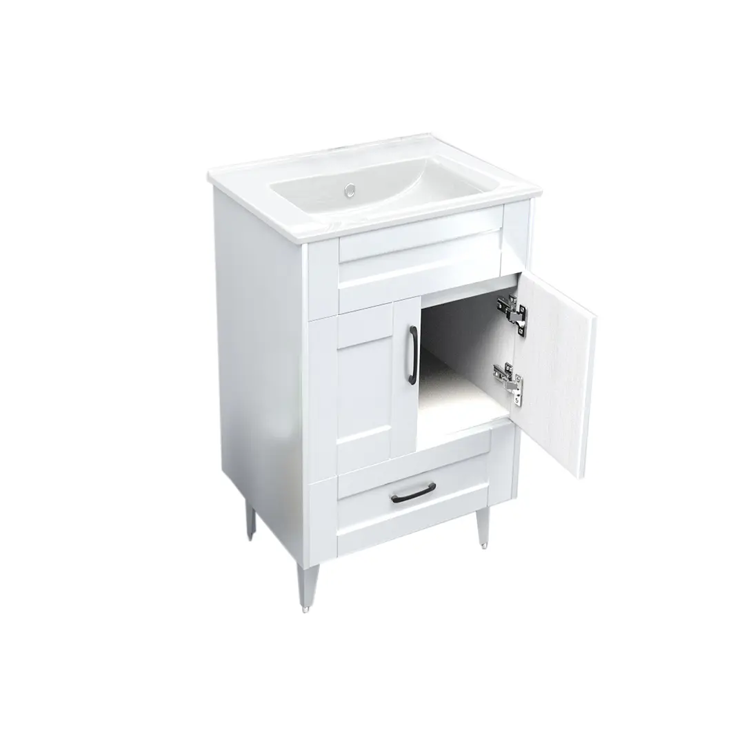 Mueble Vanitorio + Cubierta de Loza Plana Málaga SM50SK Blanco P (50x40x80cm) 2