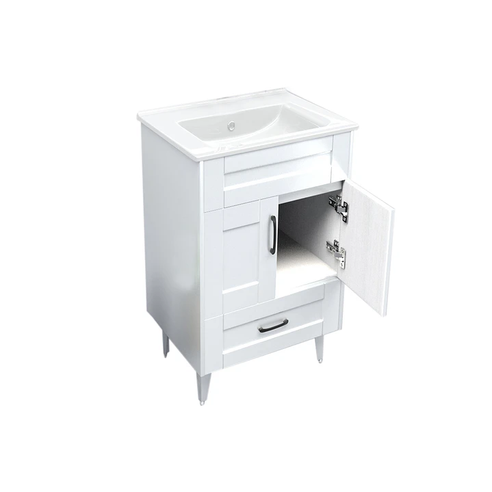 Mueble Vanitorio + Cubierta de Loza Plana Málaga SM50SK Blanco P (50x40x80cm) 2