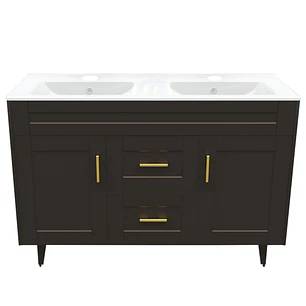 Mueble Vanitorio + Cubierta de Loza Plana Málaga SMD120SK Café P (120x47x80cm)