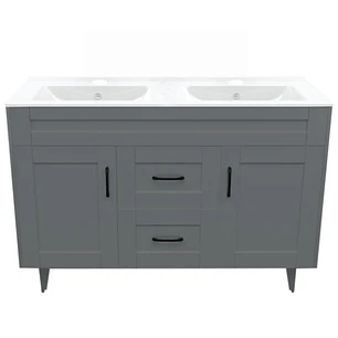Mueble Vanitorio + Cubierta de Loza Plana Málaga SMD120SK Gris P (120x47x80cm)