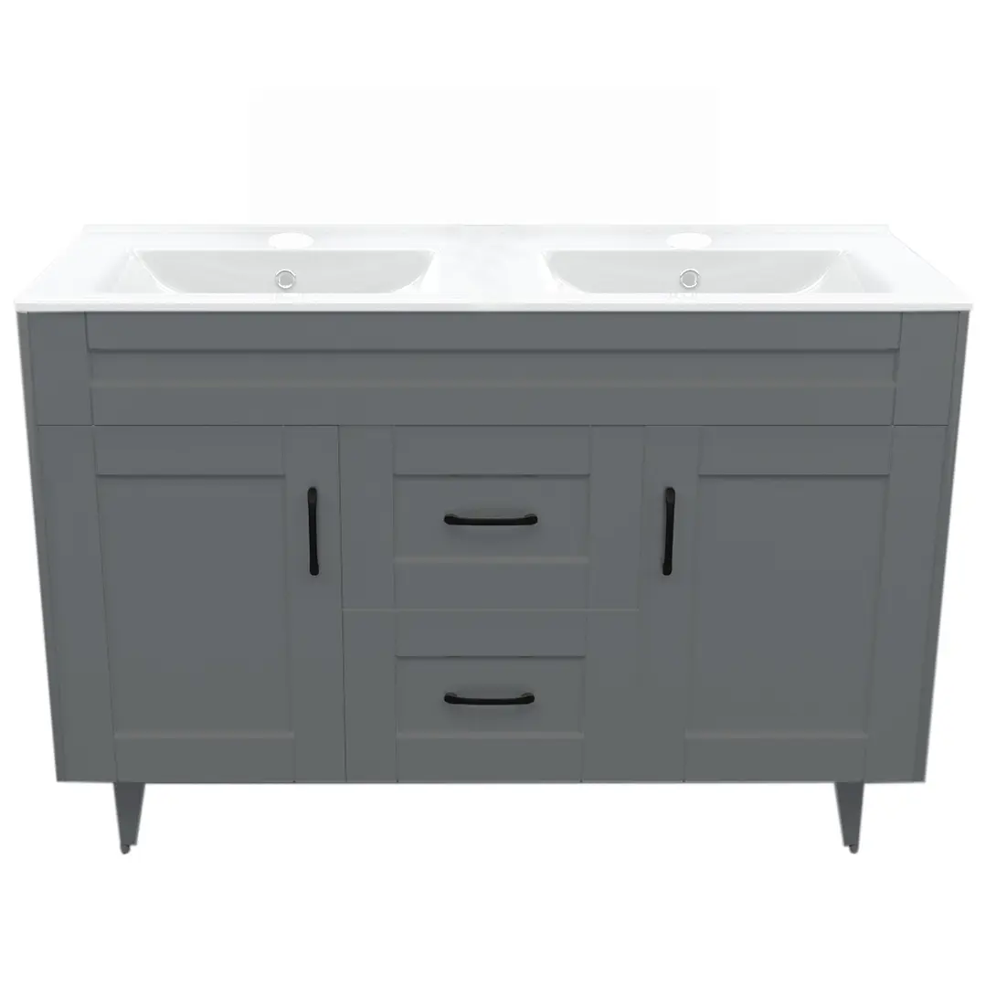 Mueble Vanitorio + Cubierta de Loza Plana Málaga SMD120SK Gris P (120x47x80cm) 1