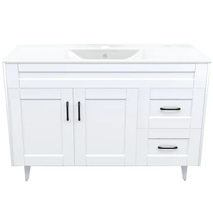 Mueble Vanitorio + Cubierta de Loza Plana Málaga SM120SK Blanco P (120x47x80cm)