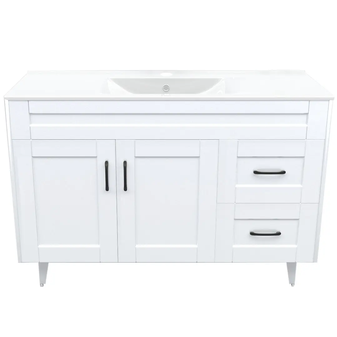 Mueble Vanitorio + Cubierta de Loza Plana Málaga SM120SK Blanco P (120x47x80cm) 1