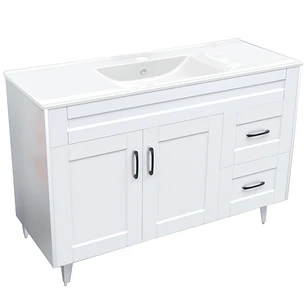 Mueble Vanitorio + Cubierta de Loza Plana Málaga SM120SK Blanco P (120x47x80cm)