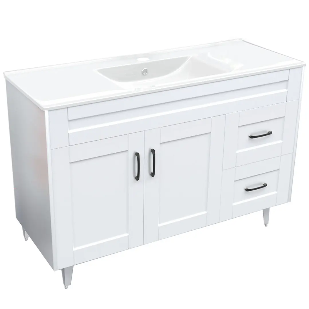 Mueble Vanitorio + Cubierta de Loza Plana Málaga SM120SK Blanco P (120x47x80cm) 2