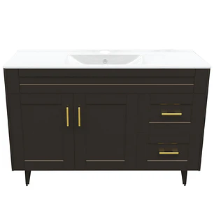 Mueble Vanitorio + Cubierta de Loza Plana Málaga SM120SK Café P (120x47x80cm)