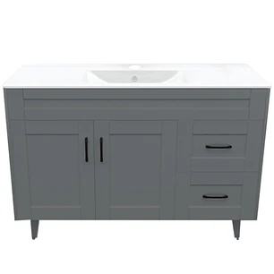 Mueble Vanitorio + Cubierta de Loza Plana Málaga SM120SK Gris P (120x47x80cm)