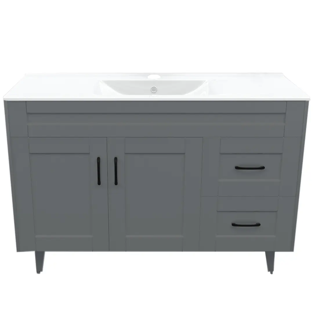 Mueble Vanitorio + Cubierta de Loza Plana Málaga SM120SK Gris P (120x47x80cm) 1