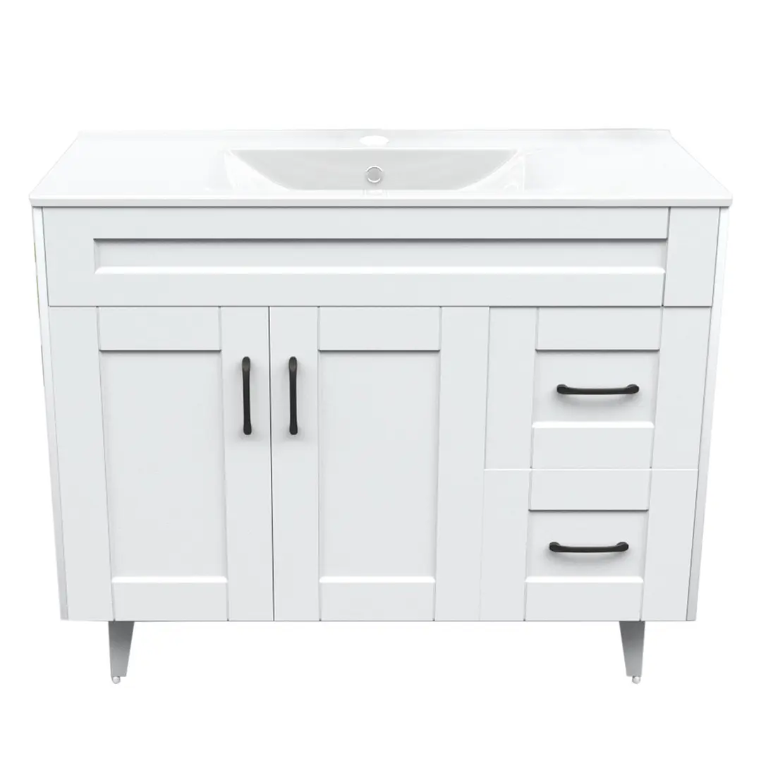 Mueble Vanitorio + Cubierta de Loza Plana Málaga SM100SK Blanco P (100x47x80cm) 1