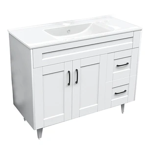 Mueble Vanitorio + Cubierta de Loza Plana Málaga SM100SK Blanco P (100x47x80cm)