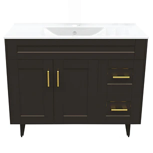 Mueble Vanitorio + Cubierta de Loza Plana Málaga SM100SK Café P (100x47x80cm)