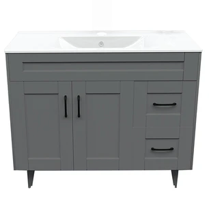 Mueble Vanitorio + Cubierta de Loza Plana Málaga SM100SK Gris P (100x47x80cm)
