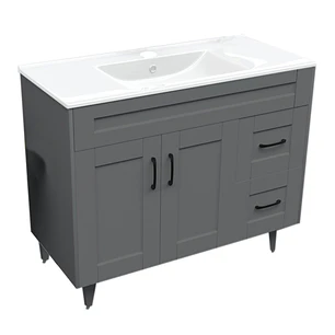 Mueble Vanitorio + Cubierta de Loza Plana Málaga SM100SK Gris P (100x47x80cm)