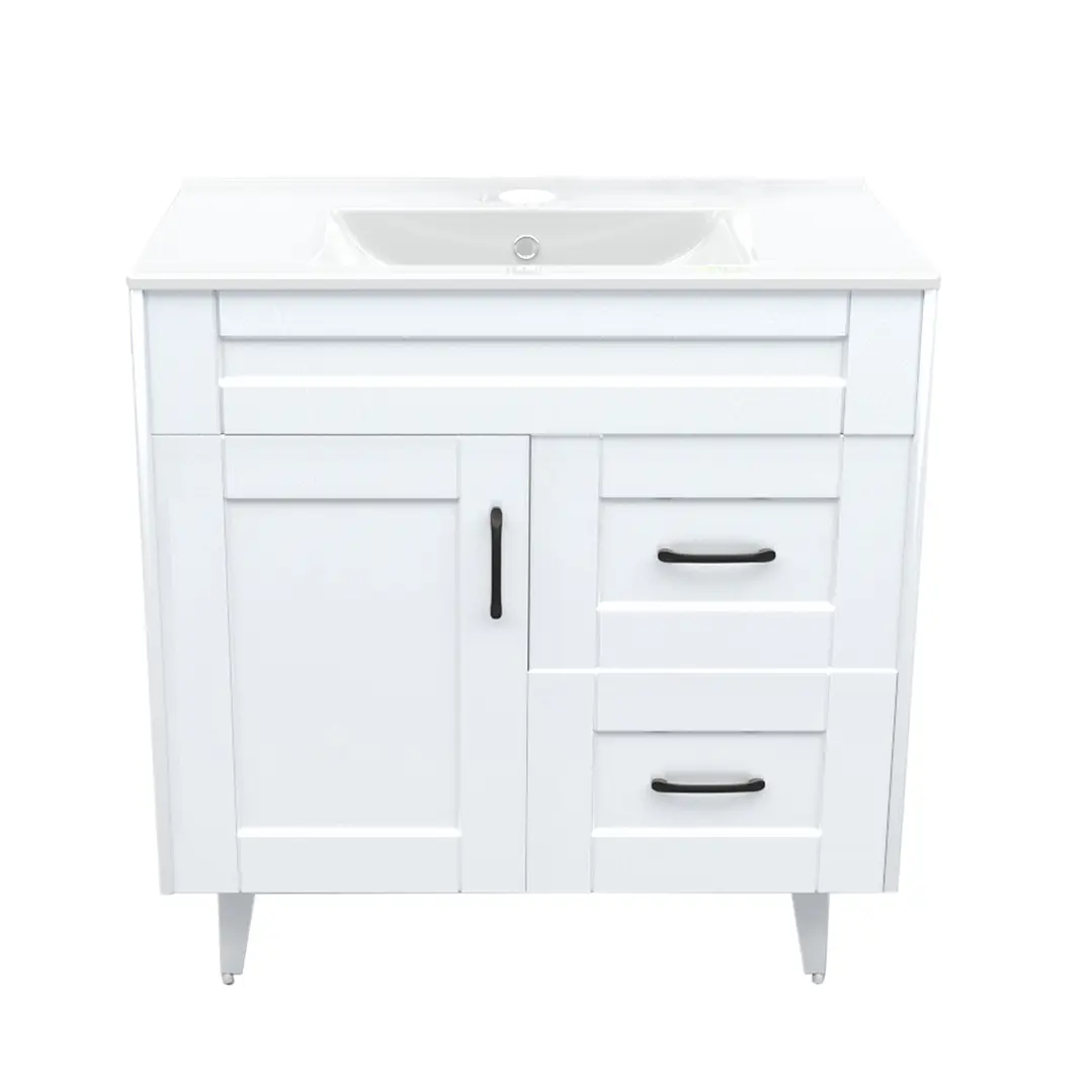 Mueble Vanitorio + Cubierta de Loza Plana Málaga SM80SK Blanco P (80x47x80cm) 1