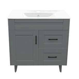 Mueble Vanitorio + Cubierta de Loza Plana Málaga SM80SK Gris P (80x47x80cm)