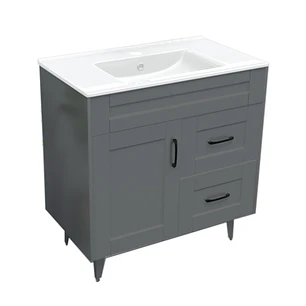 Mueble Vanitorio + Cubierta de Loza Plana Málaga SM80SK Gris P (80x47x80cm)