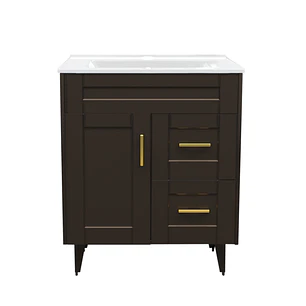 Mueble Vanitorio + Cubierta de Loza Plana Málaga SM70SK Café P (70x47x80cm)